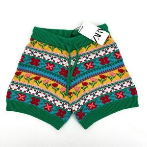 Zara Scandinavian Inspired Print Knitted 100% Cotton Shorts Size S